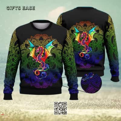 Colorful Dragon Rainbow Ugly Christmas Sweater