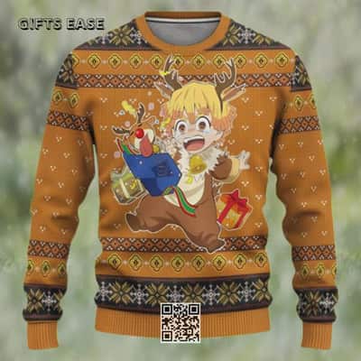 Demon Slayer Zenitsu Ugly Christmas Sweater Chibi
