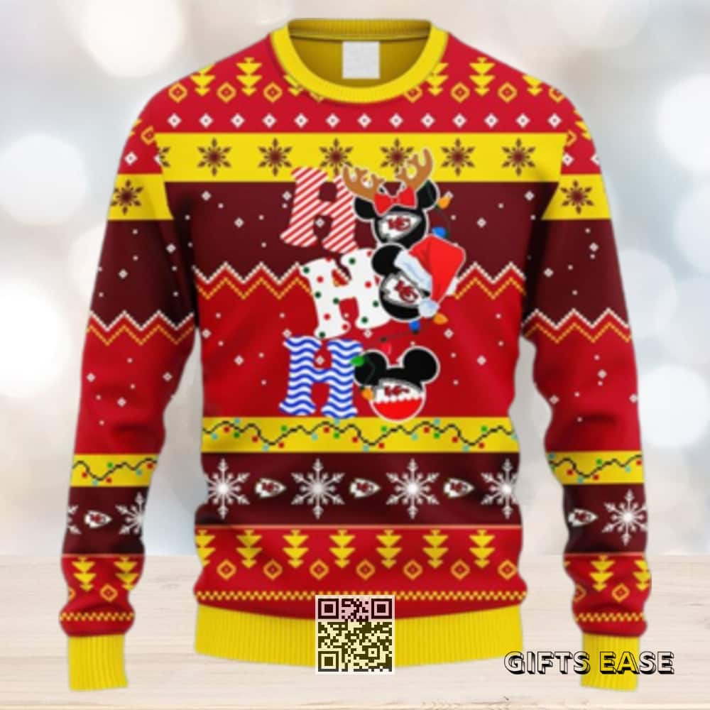 NFL Kansas City Chiefs Ugly Christmas Sweater HoHoHo Mickey NFL Kansas City Chiefs Ugly Christmas Sweater HoHoHo Mickey