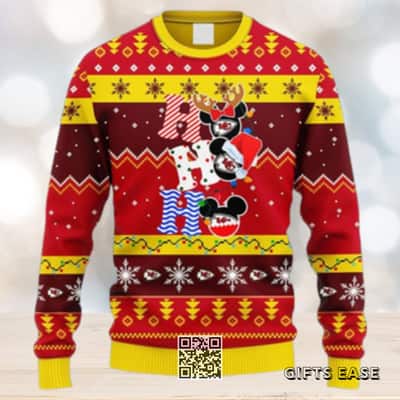NFL Kansas City Chiefs Ugly Christmas Sweater HoHoHo Mickey