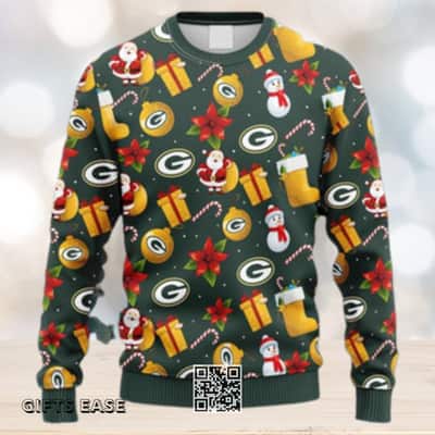 NFL Green Bay Packers Ugly Christmas Sweater Snowman Santa Claus