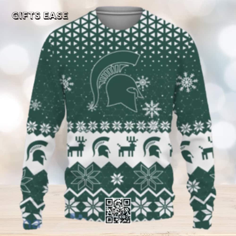 Green NCAA Michigan State Spartans Ugly Christmas Sweater Green NCAA Michigan State Spartans Ugly Christmas Sweater