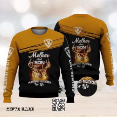 Reindeer Ugly Christmas Sweater Mother And Son Hunting Buddies For Life
