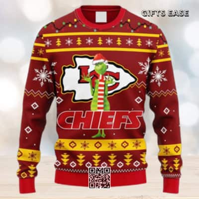 Red NFL Kansas City Chiefs Ugly Christmas Sweater Funny Grinch