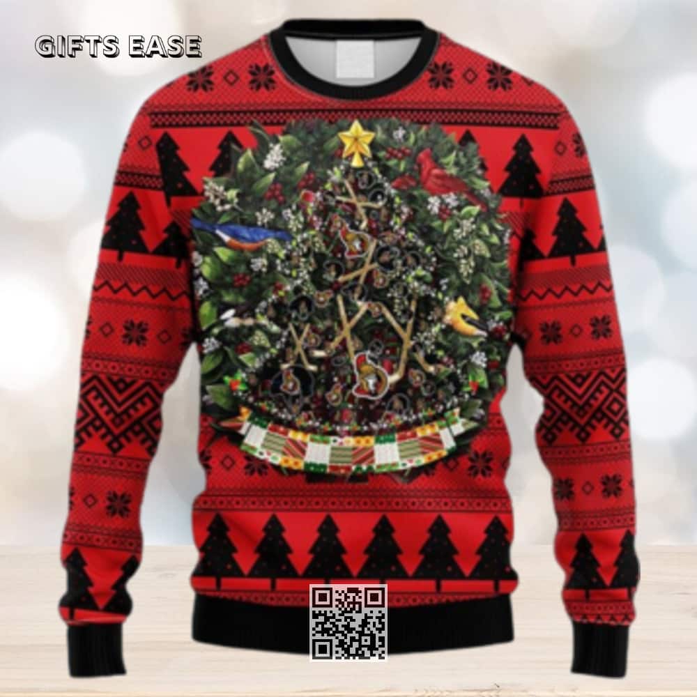 NHL Ottawa Senators Ugly Christmas Sweater Tree Ball
