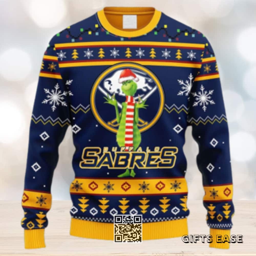 NHL Buffalo Sabres Ugly Christmas Sweater Funny Grinch