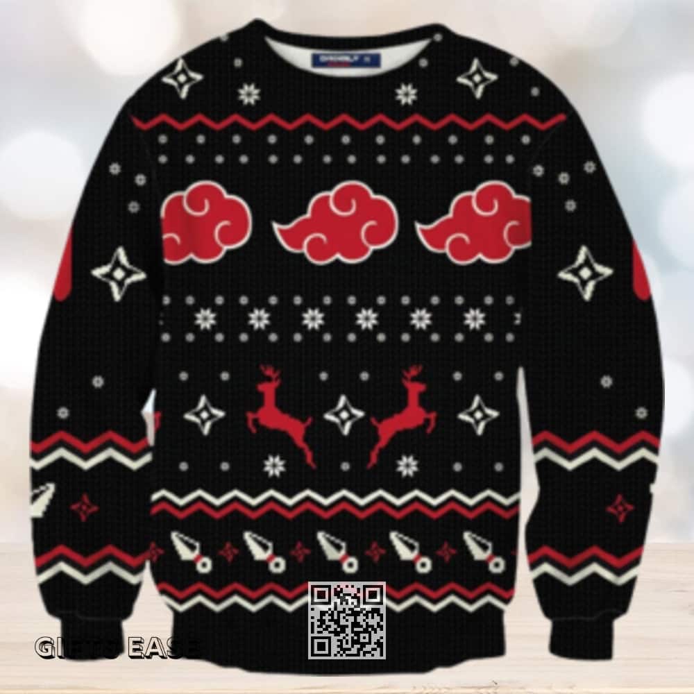 Black Akatsuki Ugly Christmas Sweater Naruto Winter Gift