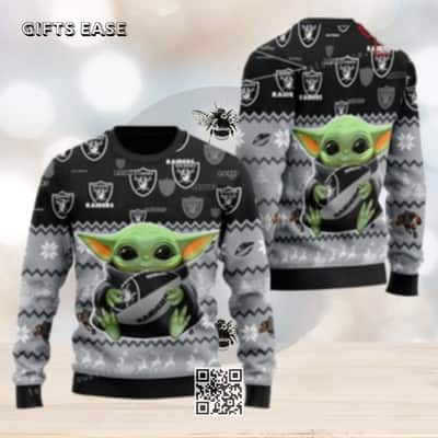 Baby Yoda NFL Las Vegas Raiders Ugly Christmas Sweater