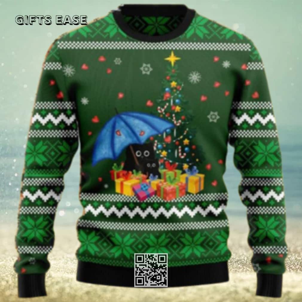 Black Cat Ugly Christmas Sweater Snowflake Black Cat Ugly Christmas Sweater Snowflake