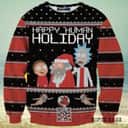 Black Red Rick And Morty Ugly Christmas Sweater Happy Human Holiday Black Red Rick And Morty Ugly Christmas Sweater Happy Human Holiday