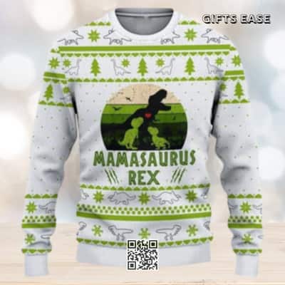 White Mamasaurus Rex Ugly Christmas Sweater