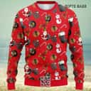 Red NHL Chicago Blackhawks Ugly Christmas Sweater Santa Claus Snowman