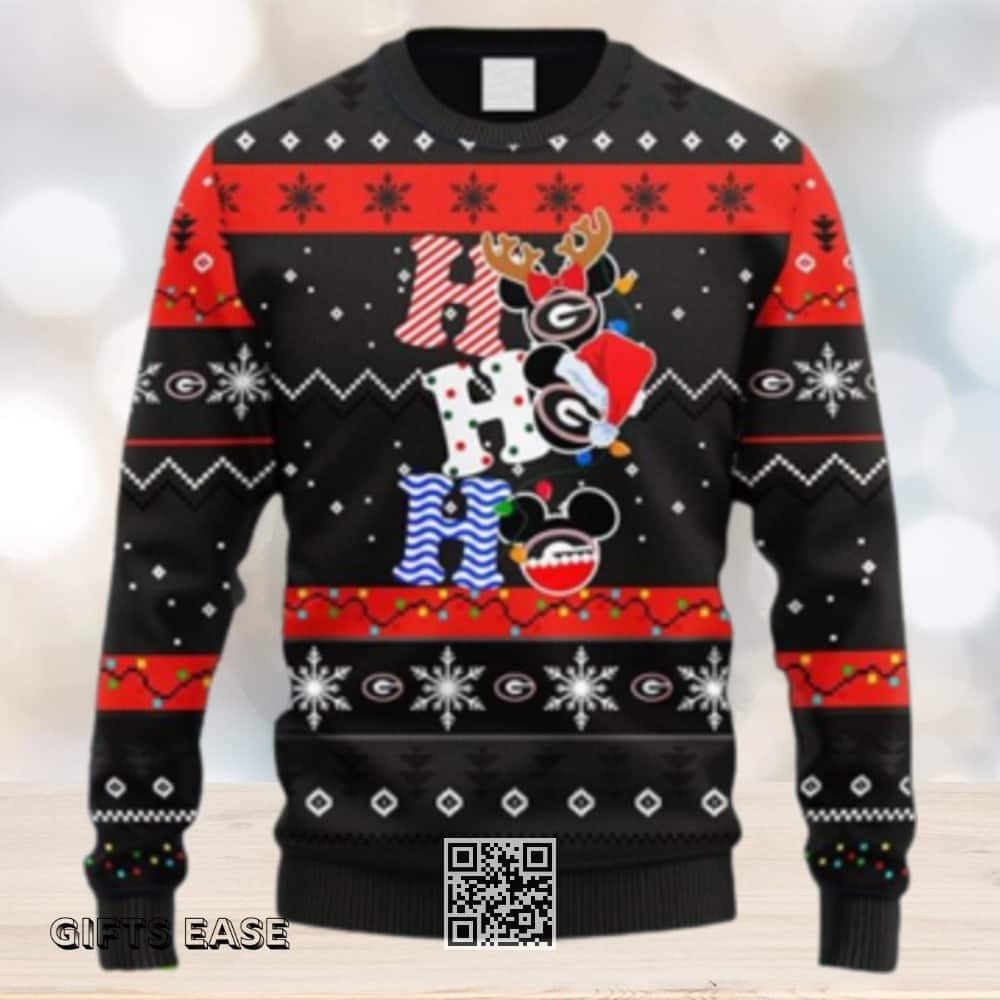 NCAA Georgia Bulldogs Ugly Christmas Sweater HoHoHo Mickey NCAA Georgia Bulldogs Ugly Christmas Sweater HoHoHo Mickey