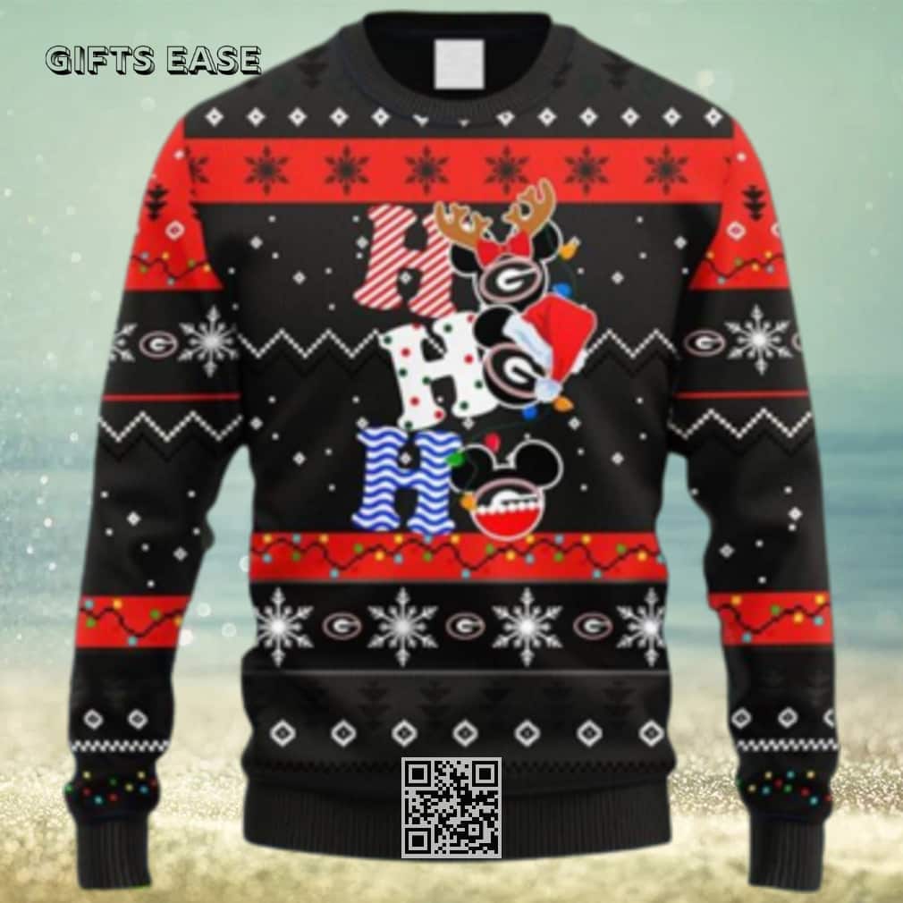 NCAA Georgia Bulldogs Ugly Christmas Sweater HoHoHo Mickey NCAA Georgia Bulldogs Ugly Christmas Sweater HoHoHo Mickey