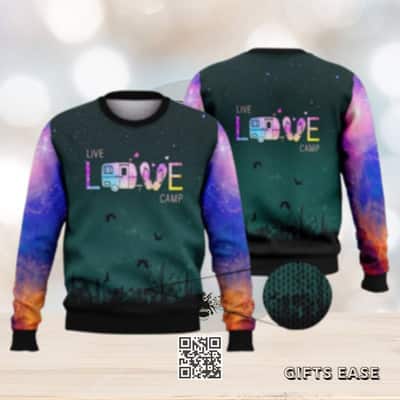 Live Love Camping Galaxy Ugly Christmas Sweater