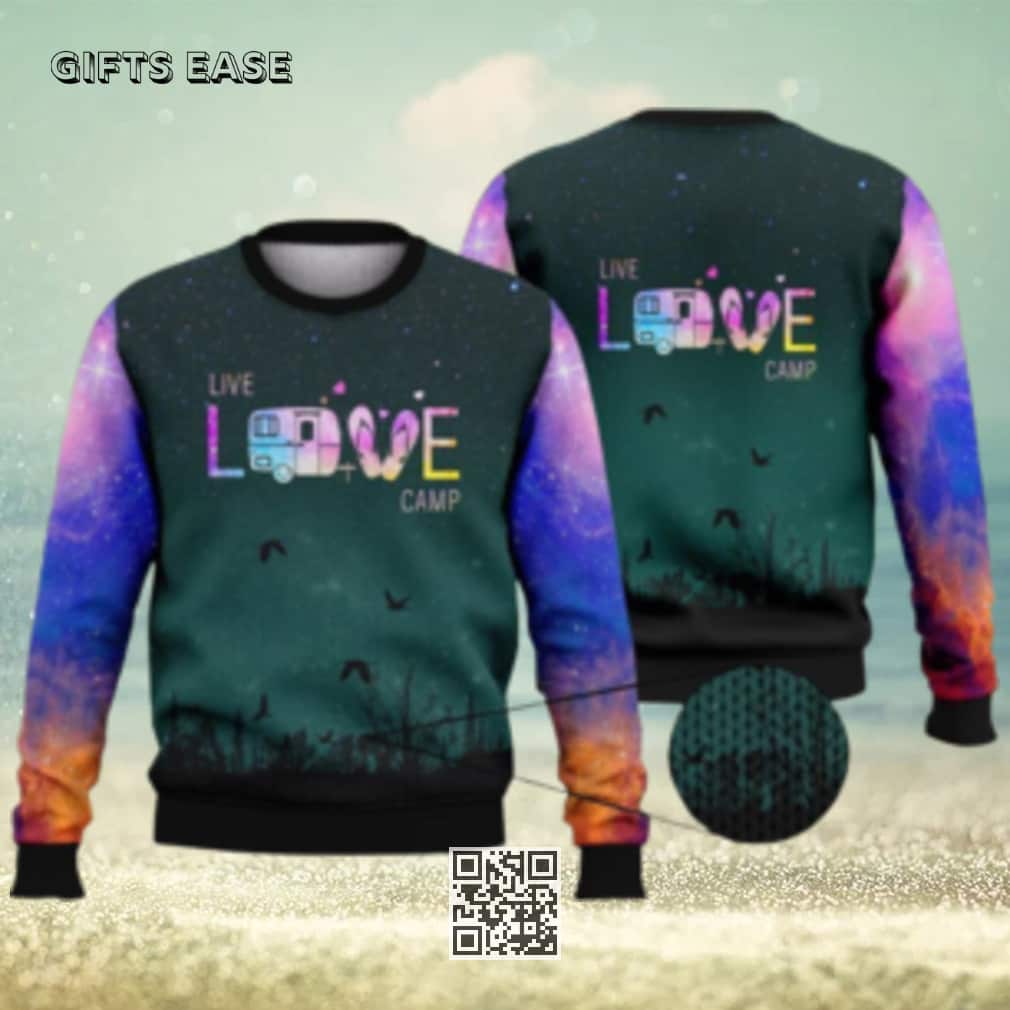 Live Love Camping Galaxy Ugly Christmas Sweater Live Love Camping Galaxy Ugly Christmas Sweater