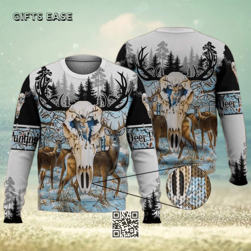 Deer Head Winter Forest Ugly Christmas Sweater Deer Head Winter Forest Ugly Christmas Sweater