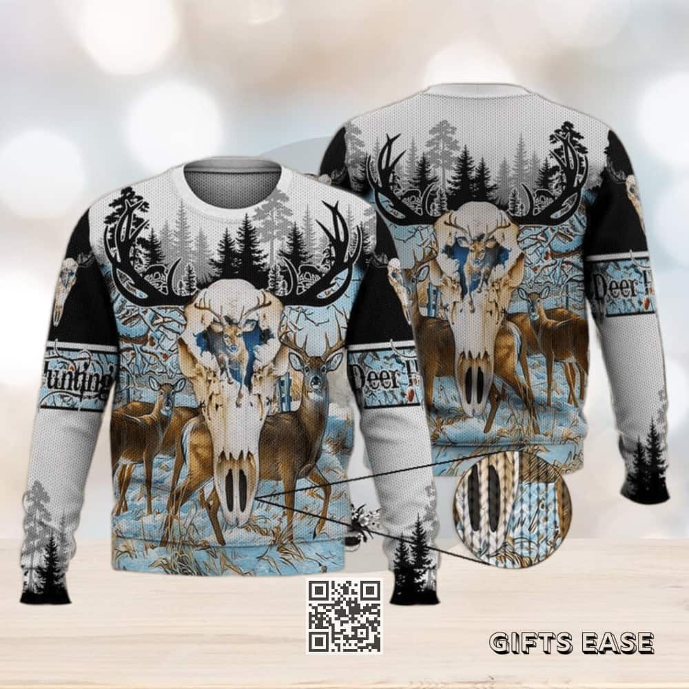 Deer Head Winter Forest Ugly Christmas Sweater Deer Head Winter Forest Ugly Christmas Sweater