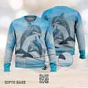 Blue Dolphin Ocean Sky Ugly Christmas Sweater