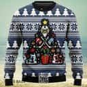 Hockey Ugly Christmas Sweater Snowflake Pine Tree Pattern Hockey Ugly Christmas Sweater Snowflake Pine Tree Pattern