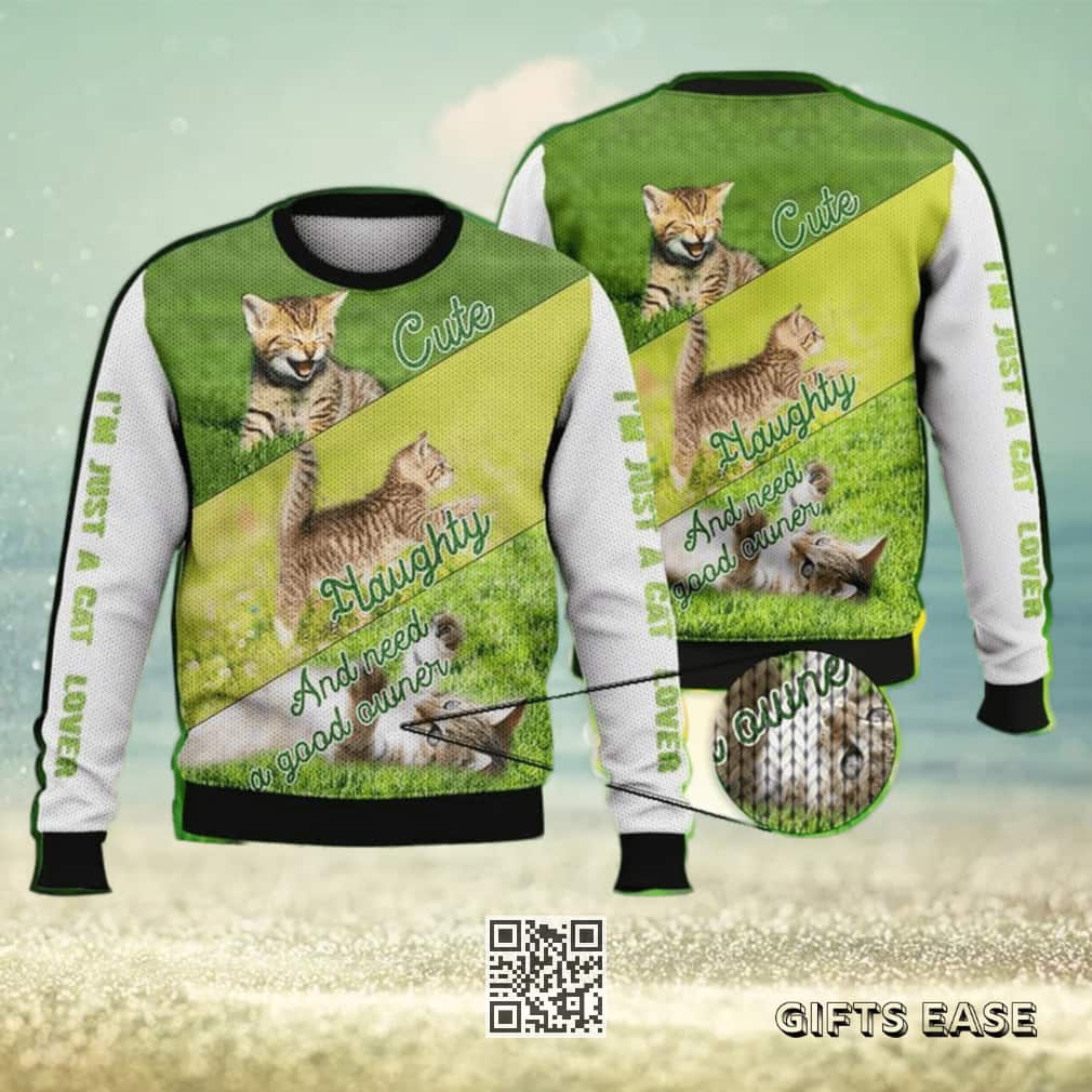 Cute Cat Ugly Christmas Sweater Naughty And Need A Good Owner Cute Cat Ugly Christmas Sweater Naughty And Need A Good Owner