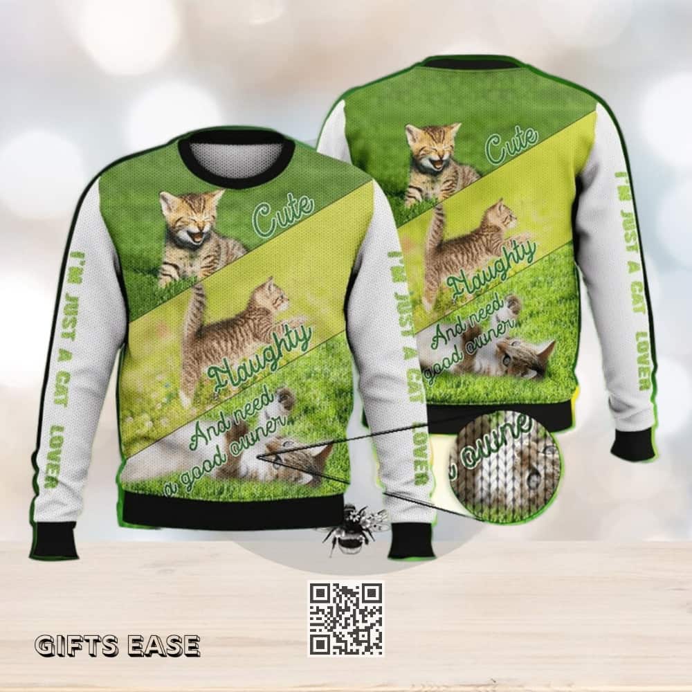 Cute Cat Ugly Christmas Sweater Naughty And Need A Good Owner Cute Cat Ugly Christmas Sweater Naughty And Need A Good Owner
