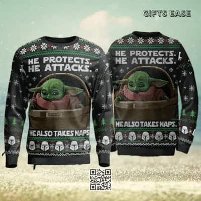 Grogu Ugly Christmas Sweater He Protects He Also Take Naps Yoda