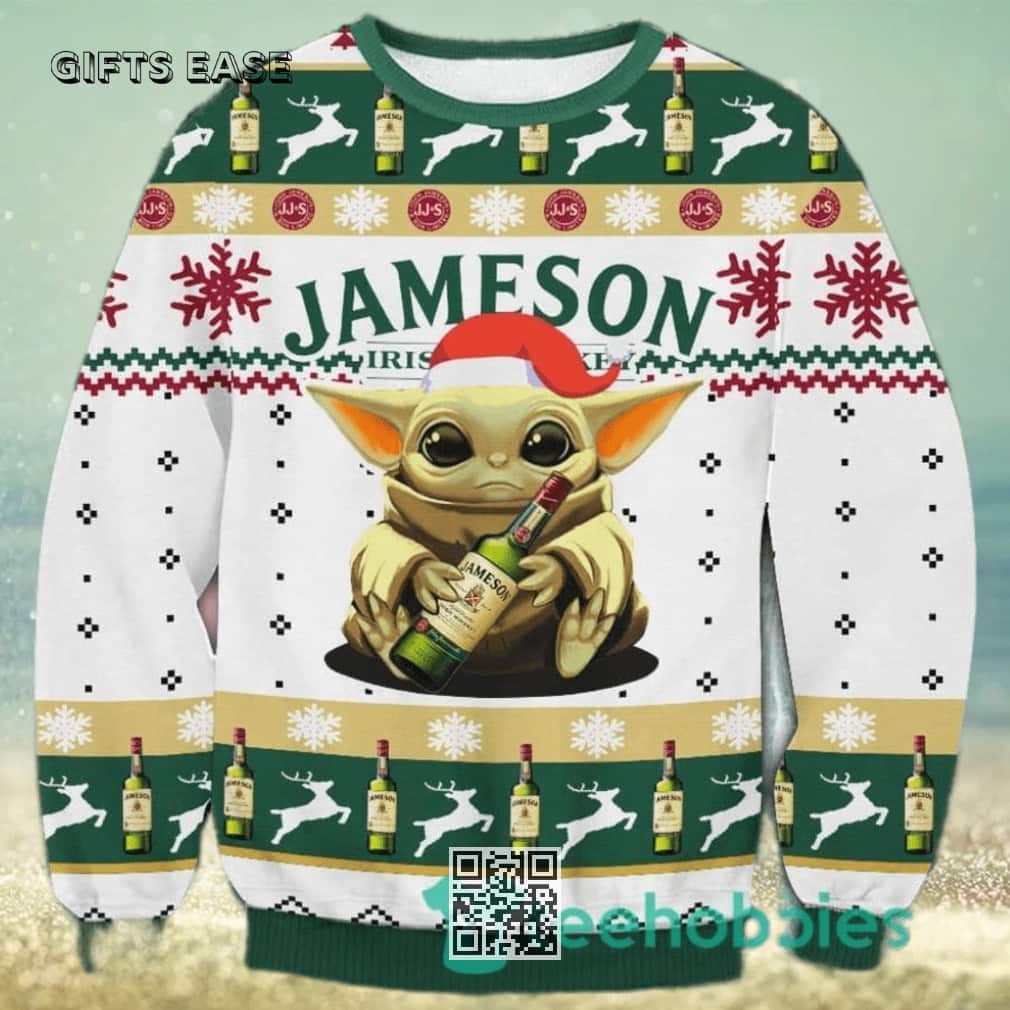Baby Yoda Jameson Irish Whiskey Ugly Christmas Sweater