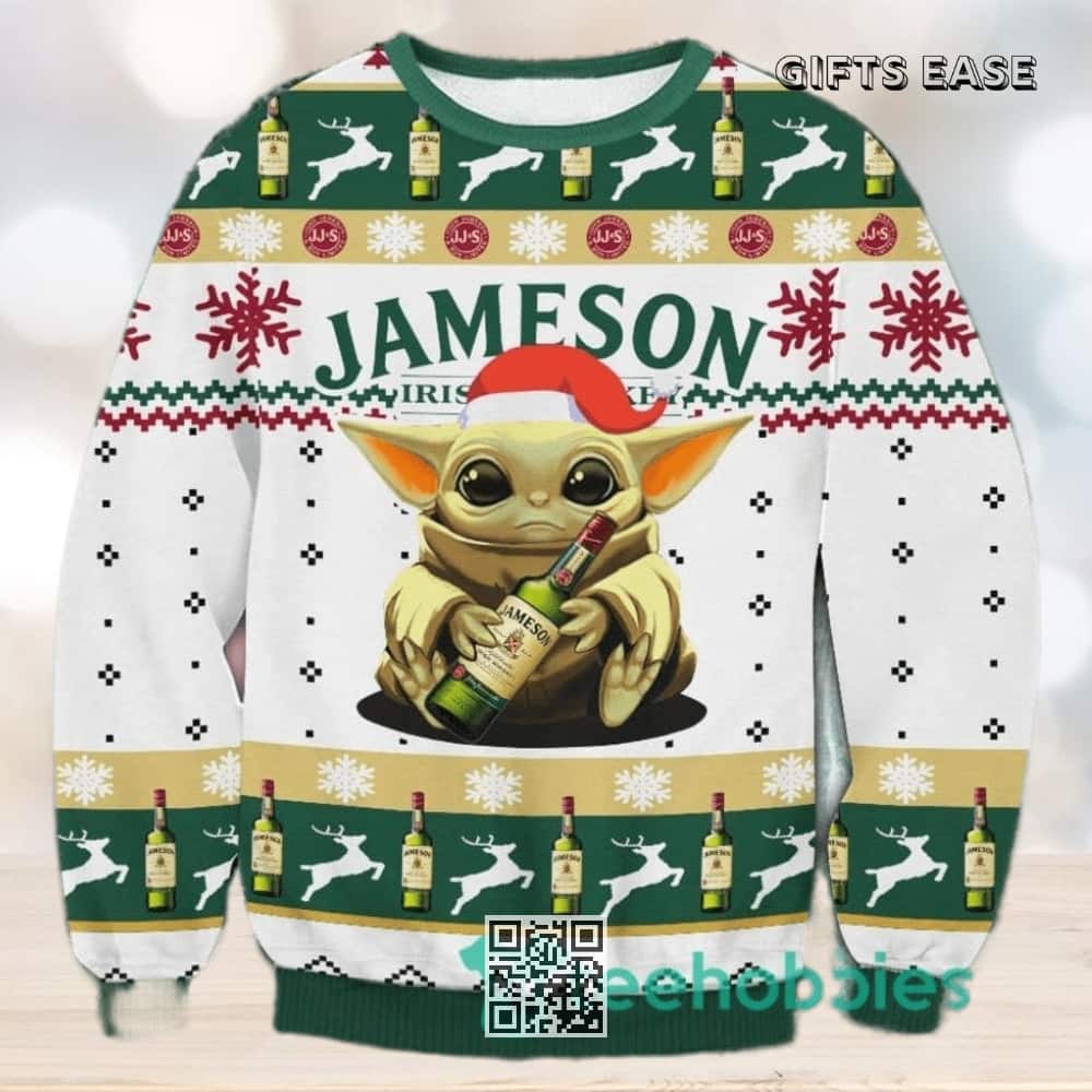 Baby Yoda Jameson Irish Whiskey Ugly Christmas Sweater Baby Yoda Jameson Irish Whiskey Ugly Christmas Sweater