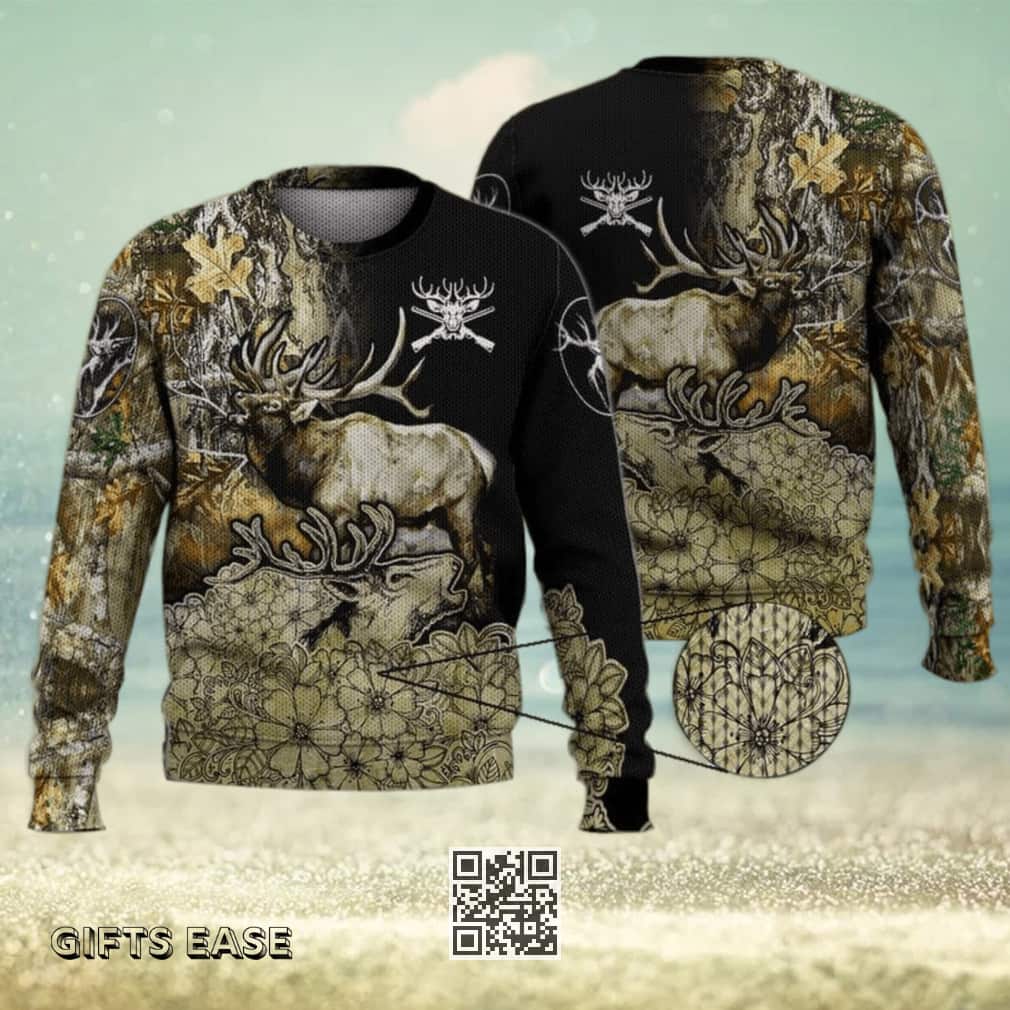 Deer Flower Ugly Christmas Sweater Deer Flower Ugly Christmas Sweater