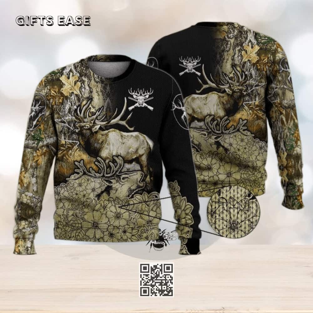 Deer Flower Ugly Christmas Sweater Deer Flower Ugly Christmas Sweater