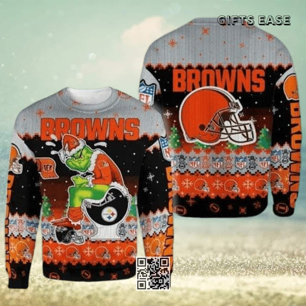 NFL Cleveland Browns Ugly Christmas Sweater The Grinch