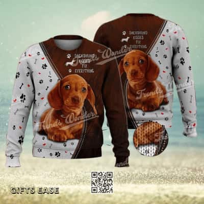Dachshund Ugly Christmas Sweater Kisses Fix Everything Dachshund Ugly Christmas Sweater Kisses Fix Everything