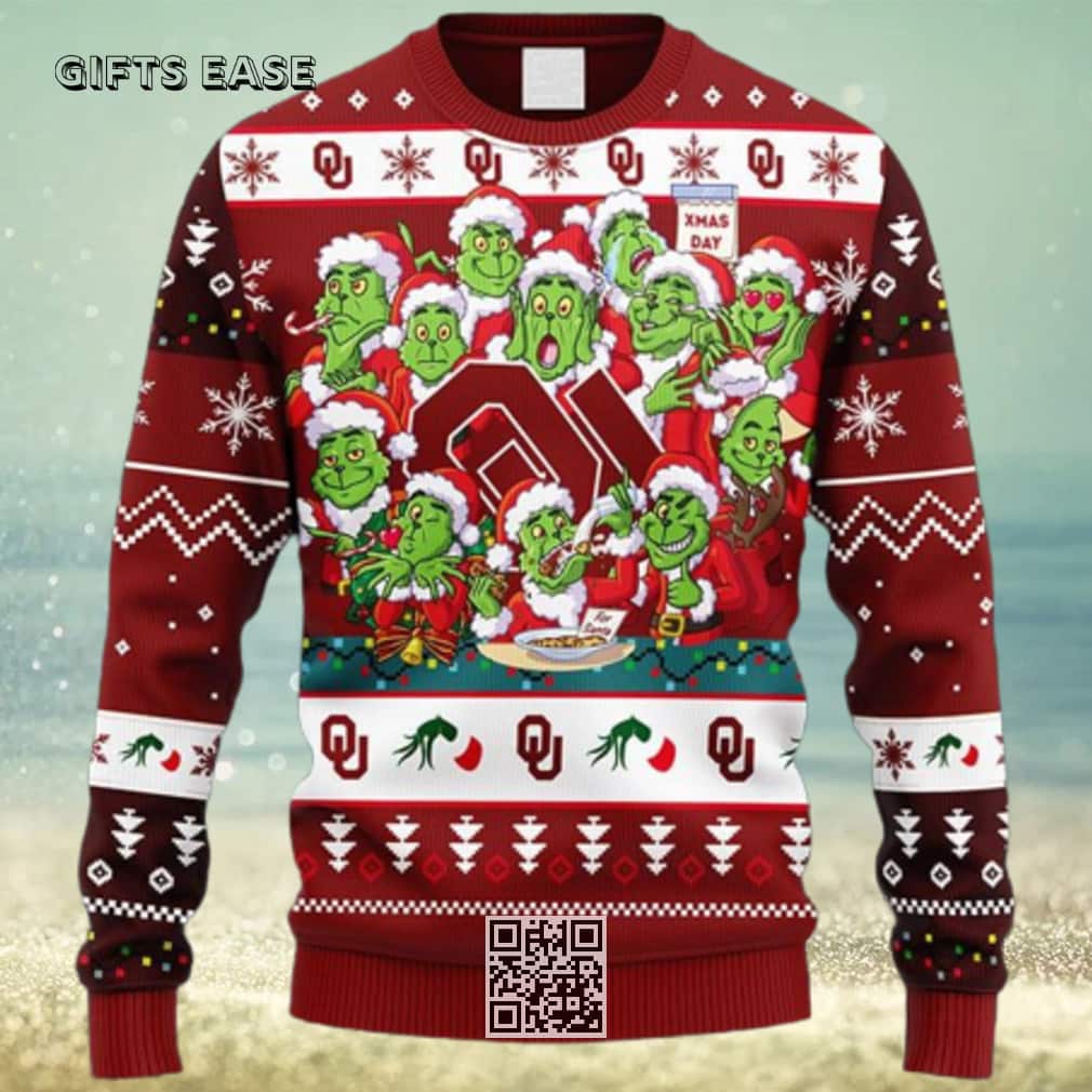 NCAA Oklahoma Sooners Ugly Christmas Sweater Funny Grinch NCAA Oklahoma Sooners Ugly Christmas Sweater Funny Grinch
