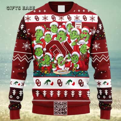 NCAA Oklahoma Sooners Ugly Christmas Sweater Funny Grinch