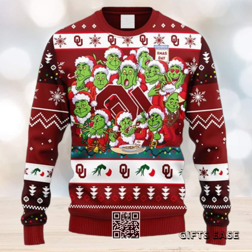 NCAA Oklahoma Sooners Ugly Christmas Sweater Funny Grinch NCAA Oklahoma Sooners Ugly Christmas Sweater Funny Grinch