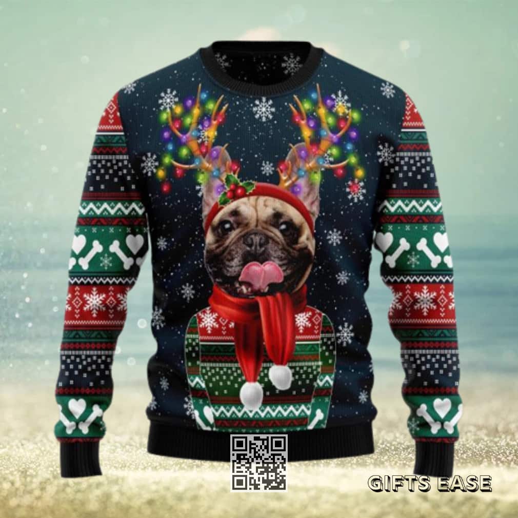 Cool French Bulldog Ugly Christmas Sweater Xmas Light Cool French Bulldog Ugly Christmas Sweater Xmas Light