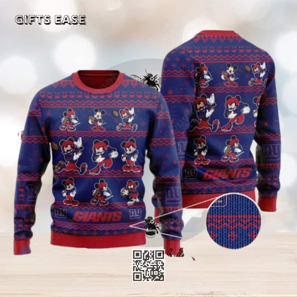 NFL New York Giants Ugly Christmas Sweater Mickey Mouse NFL New York Giants Ugly Christmas Sweater Mickey Mouse