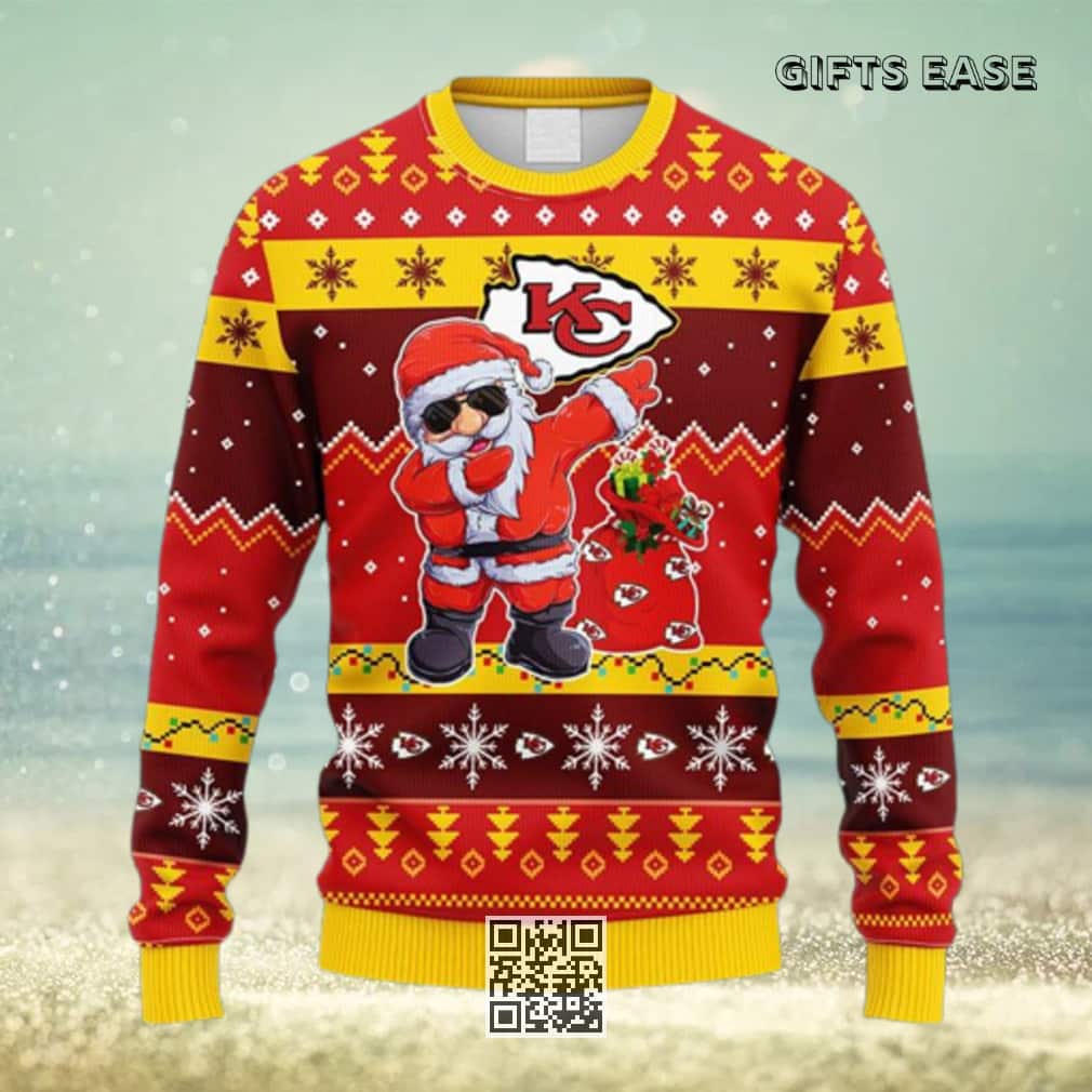 NFL Kansas City Chiefs Ugly Christmas Sweater Dabbing Santa Claus