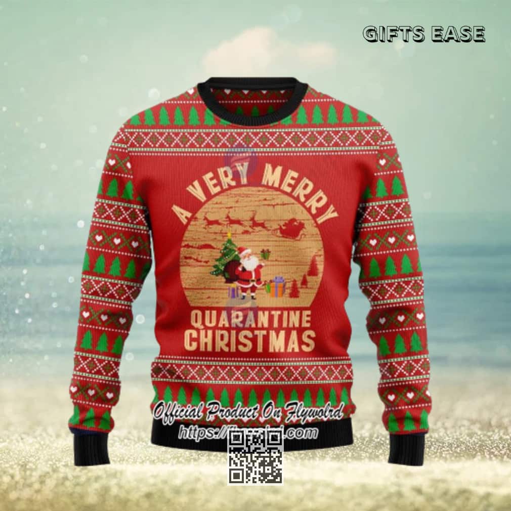 Santa A Very Merry Quarantine Ugly Christmas Sweater Santa A Very Merry Quarantine Ugly Christmas Sweater