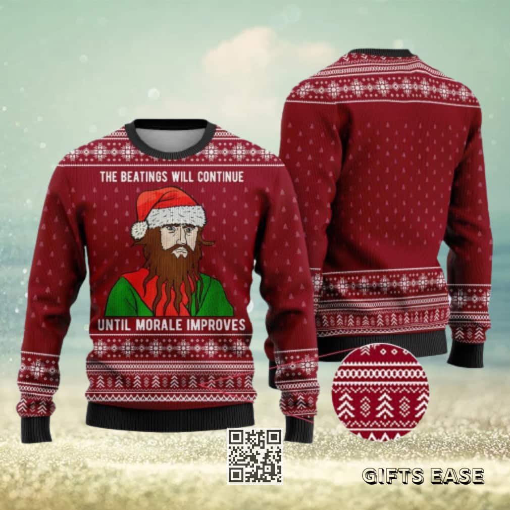 Cardinal Red The Beatings Blackbeard Ugly Christmas Sweater Cardinal Red The Beatings Blackbeard Ugly Christmas Sweater