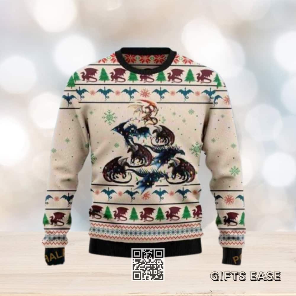 Colorful Dragon Ugly Christmas Sweater Colorful Dragon Ugly Christmas Sweater
