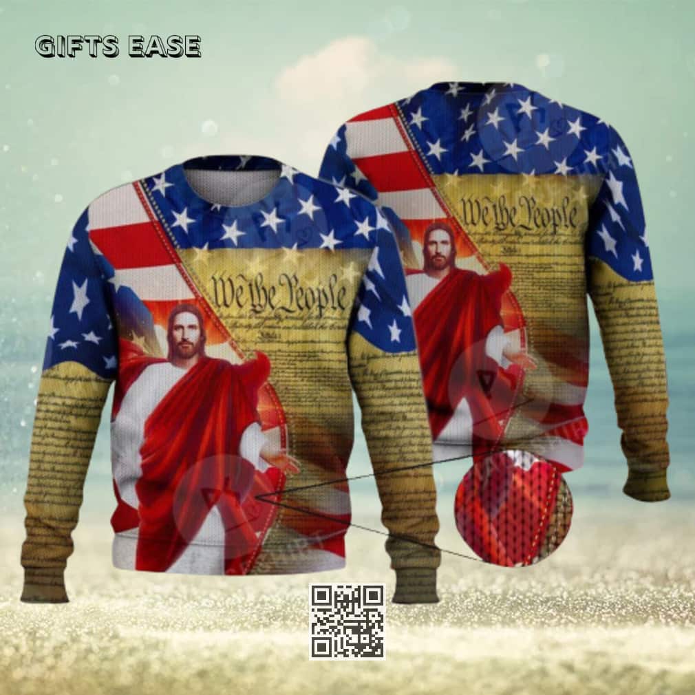 Jesus Usa We The People Ugly Christmas Sweater Jesus Usa We The People Ugly Christmas Sweater