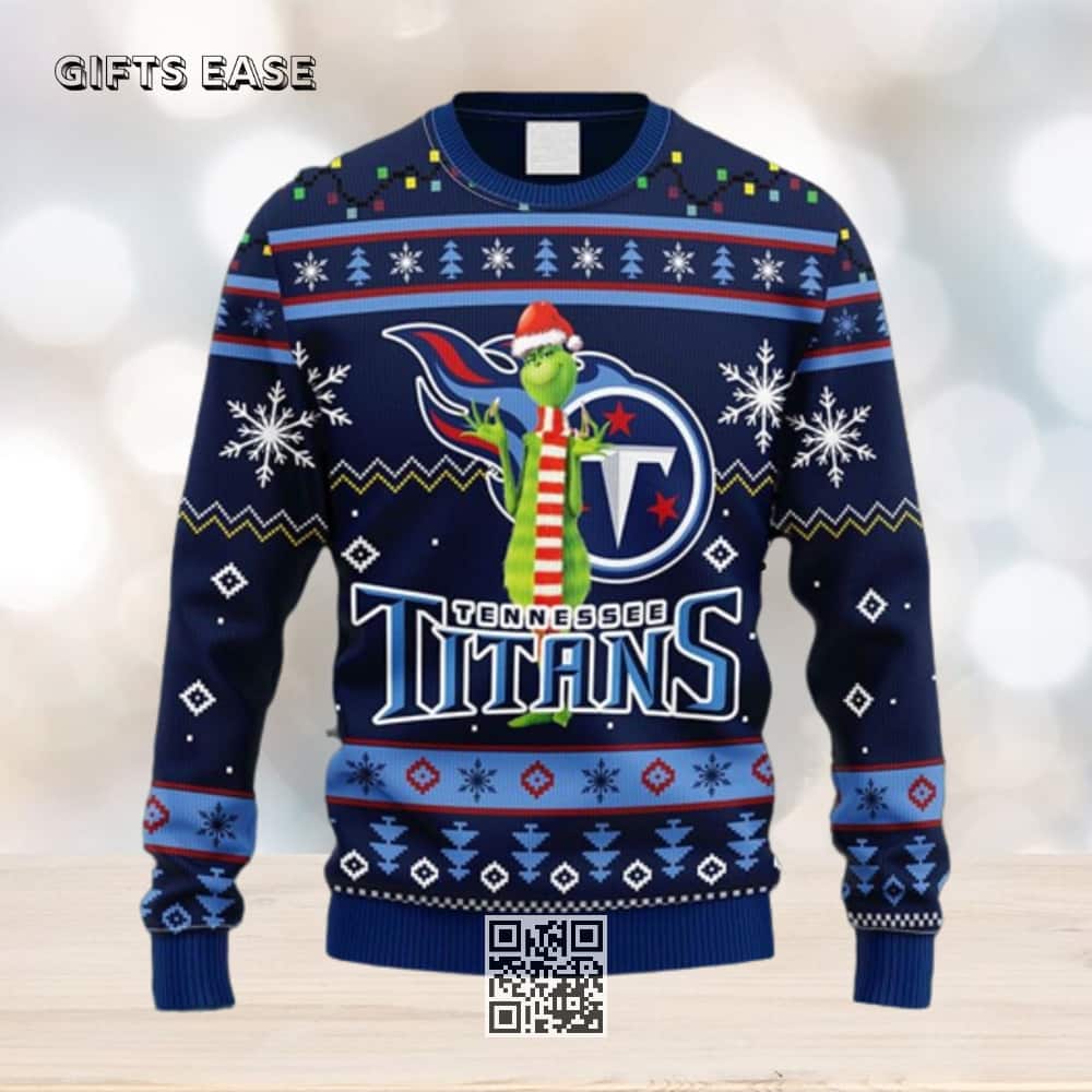 Navy Blue NFL Tennessee Titans Ugly Christmas Sweater Funny Grinch Navy Blue NFL Tennessee Titans Ugly Christmas Sweater Funny Grinch