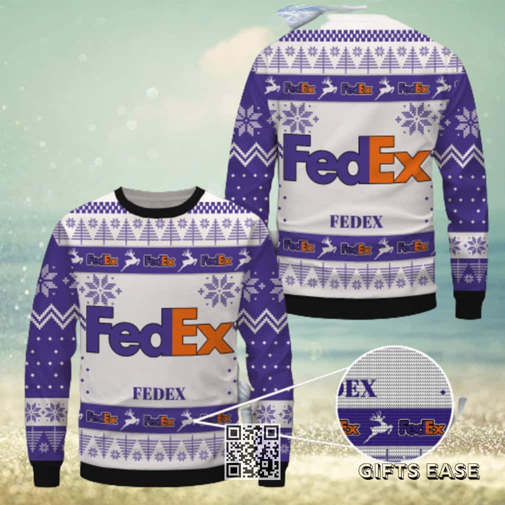 Fedex Ugly Christmas Sweater Snowflake Pine Tree Fedex Ugly Christmas Sweater Snowflake Pine Tree