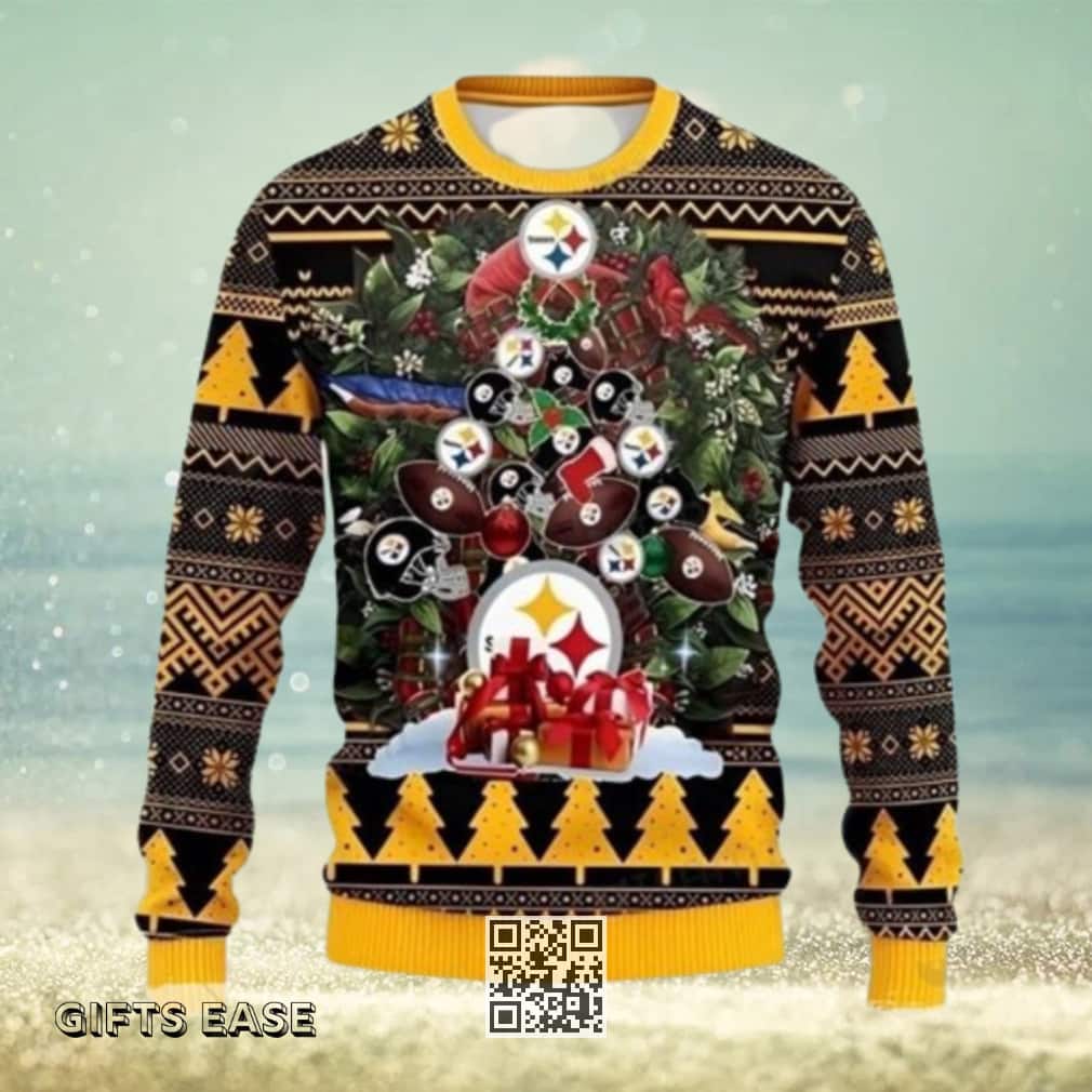Wreath Red Sox Pittsburgh Steelers Ugly Christmas Sweater Wreath Red Sox Pittsburgh Steelers Ugly Christmas Sweater