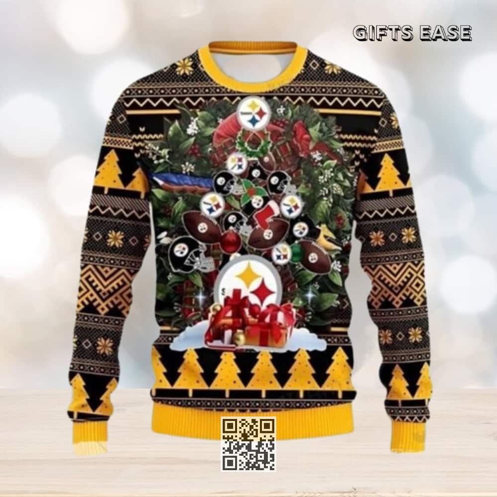 Wreath Red Sox Pittsburgh Steelers Ugly Christmas Sweater Wreath Red Sox Pittsburgh Steelers Ugly Christmas Sweater