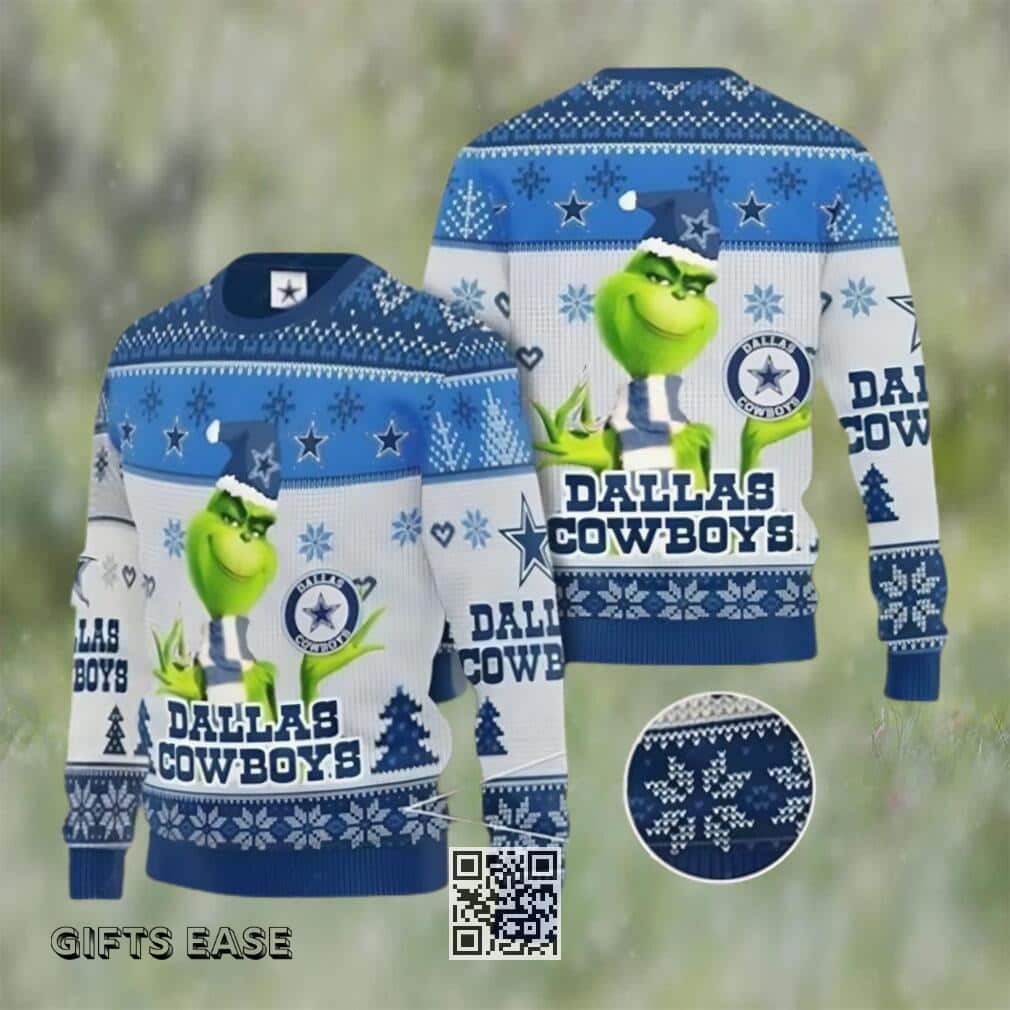 NFL Dallas Cowboys Ugly Christmas Sweater Funny Grinch Snowflake
