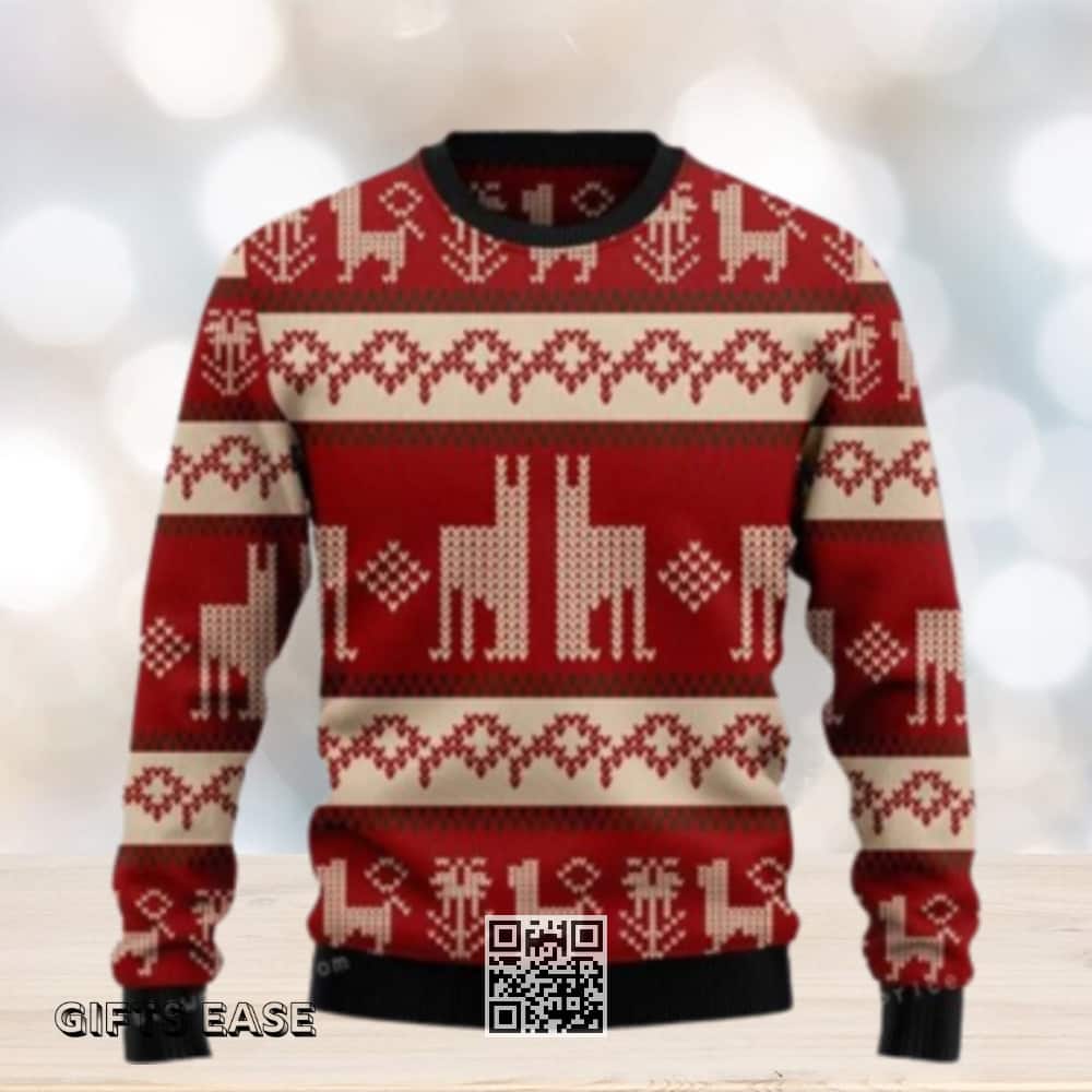 Red Llama Ugly Christmas Sweater Winter Gift Red Llama Ugly Christmas Sweater Winter Gift