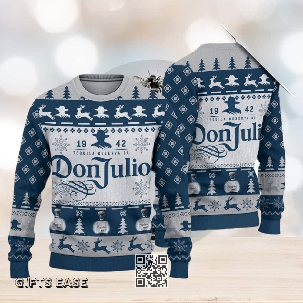 Blue Don Julio Tequila Ugly Christmas Sweater Reindeer Blue Don Julio Tequila Ugly Christmas Sweater Reindeer